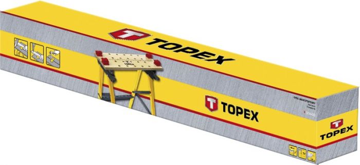 Верстак TOPEX, робоча поверхня ДВП, навантаження до 100 кг, 60x24x80 см