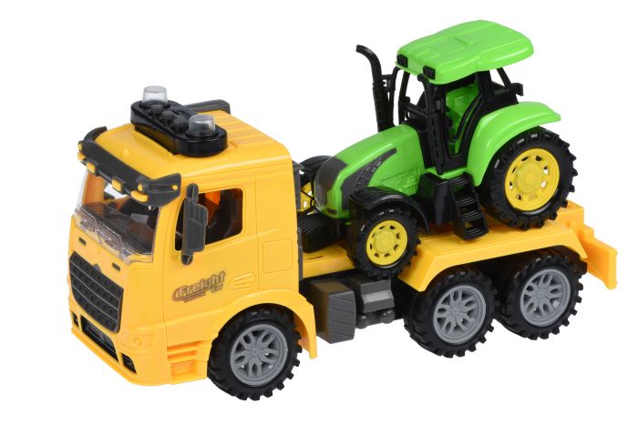 Машинка енерційна Same Toy Truck Тягач жовтий з трактором зі світлом і звуком 98-615AUt-1