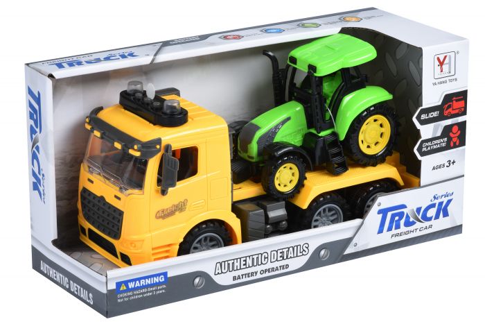 Машинка енерційна Same Toy Truck Тягач жовтий з трактором зі світлом і звуком 98-615AUt-1