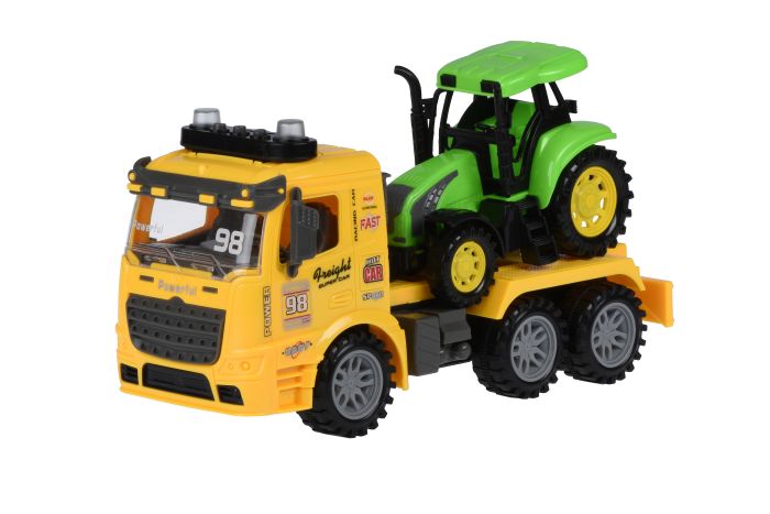 Машинка енерційна Same Toy Truck Тягач жовтий з трактором зі світлом і звуком 98-615AUt-1