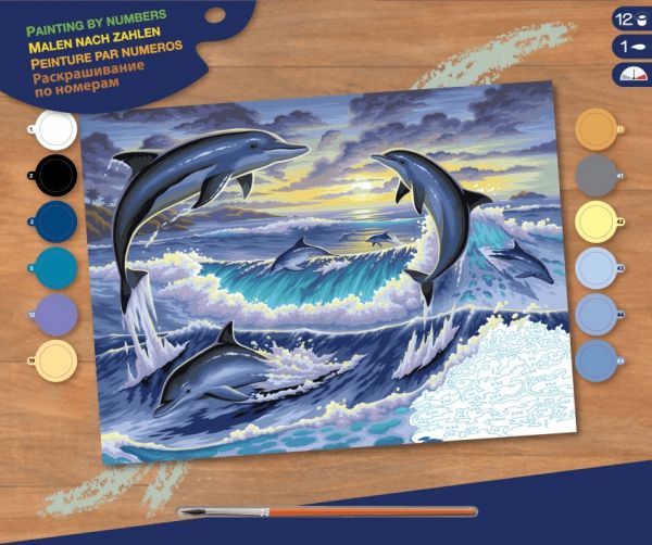 Набір для творчості Sequin Art PAINTING BY NUMBERS SENIOR Світанок з дельфінами SA0563