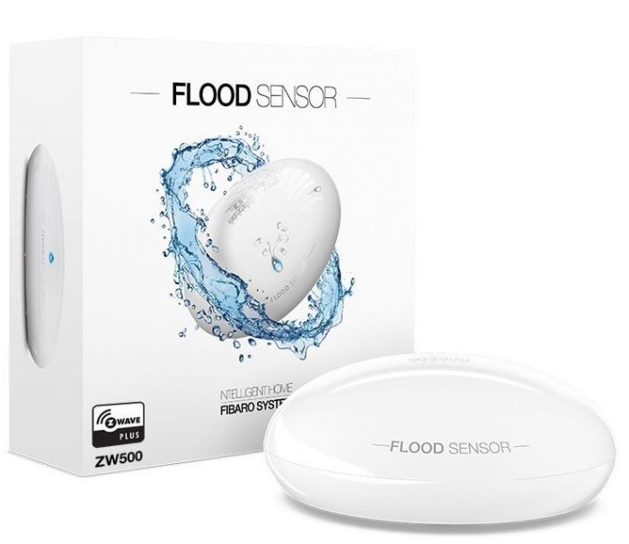 Розумний датчик протікання води Fibaro Flood Sensor, Z-Wave, 3V CR123A, 12-24V DC, білий