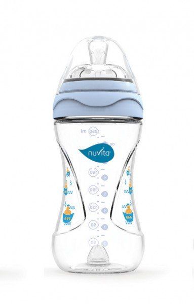 Пляшка для годування Nuvita Mimic 250 мл 3м+ Антиколікова, блакитна NV6030Blue