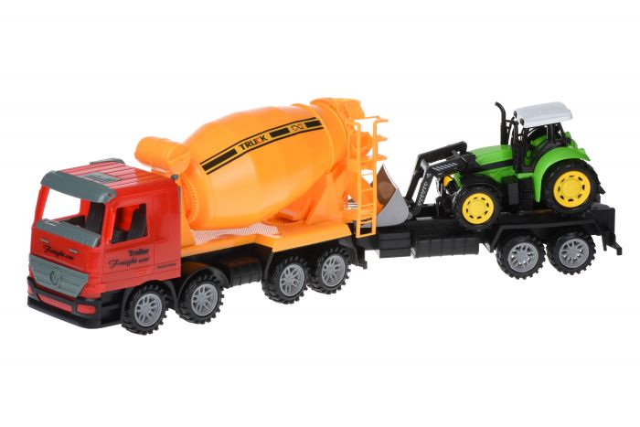 Машинка енерціонная Same Toy Truck Бетонозмішувач червоний з бульдозером 98-88Ut-1