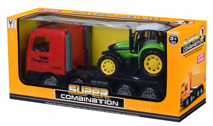 Машинка енерціонная Same Toy Super Combination Тягач червоний з трактором 98-84Ut-1