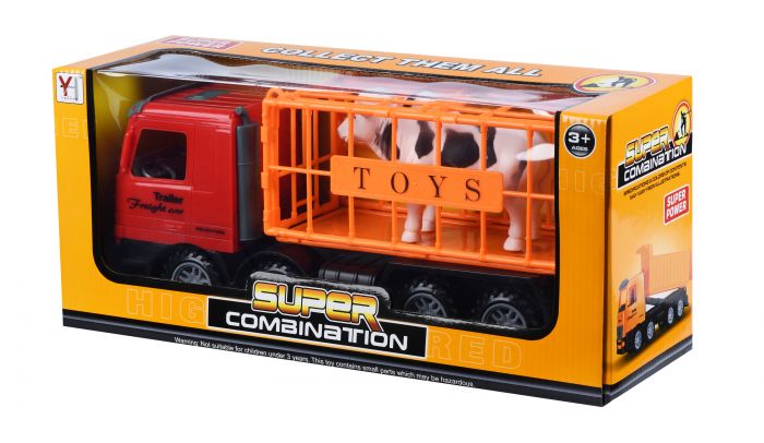 Машинка інерційна Same Toy Super Combination Вантажівка червона для перевезення тварин 98-82Ut