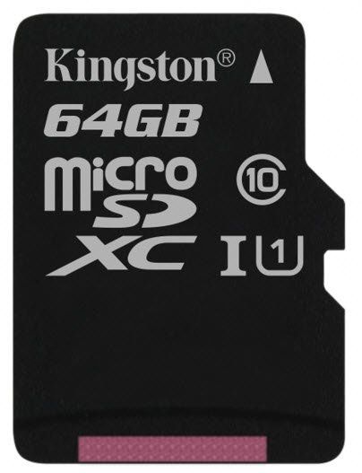 Карта пам'яті Kingston microSD   64GB C10 UHS-I R80MB/s