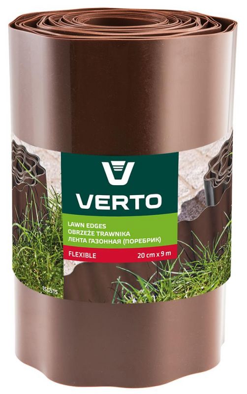 Стрічка газонна Verto, бордюрна, 20см x 9м, коричнева