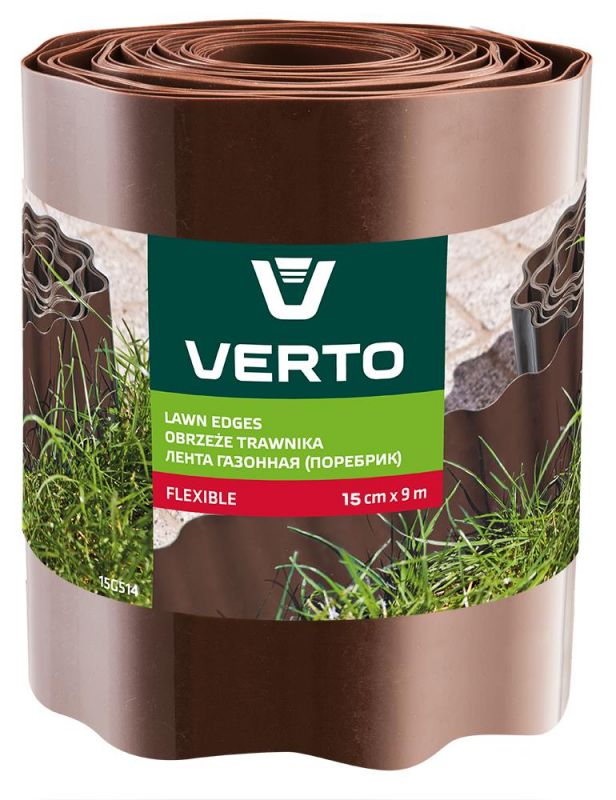 Стрічка газонна Verto, бордюрна, 15см x 9м, коричнева