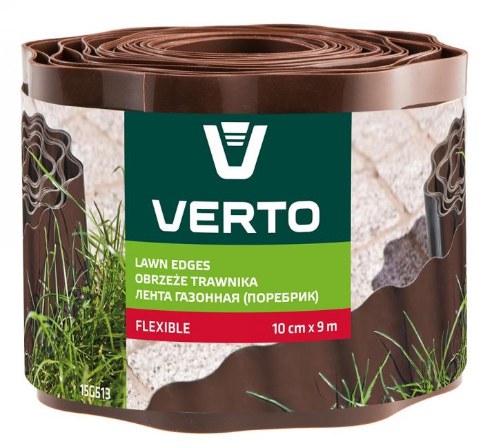 Стрічка газонна Verto, бордюрна, 10см x 9м, коричнева