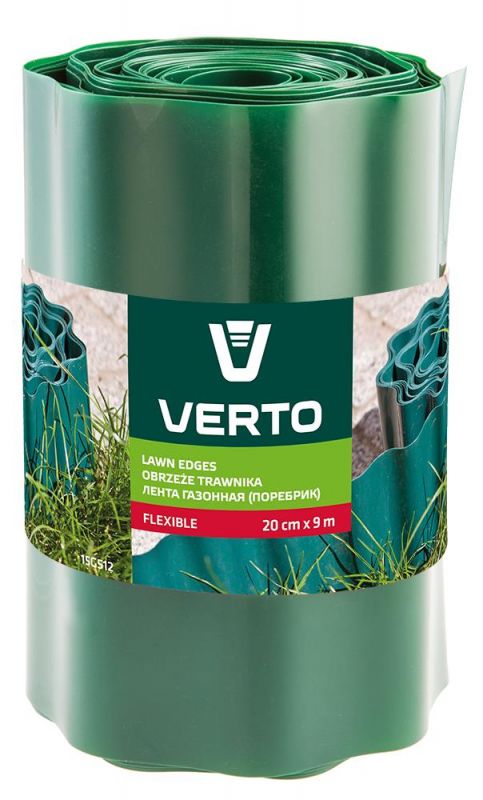 Стрічка газонна Verto, бордюрна, 20см x 9м, зелена
