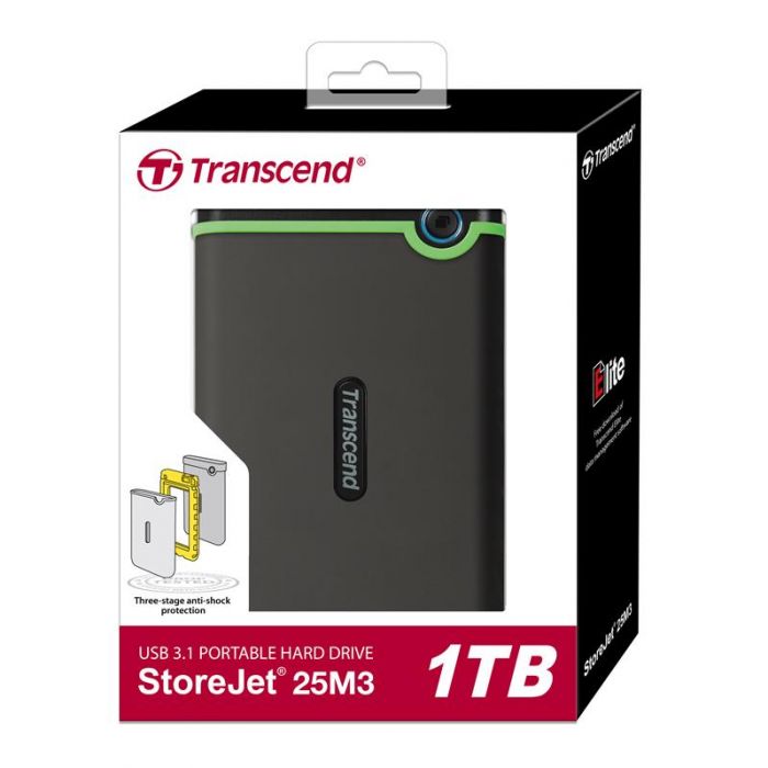 Портативний жорсткий диск Transcend 1TB USB 3.1 StoreJet 25M3 Iron Gray