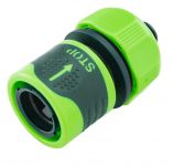 Конектор для шланга Verto, 1/2"-5/8", з автостопом, двокомпонентний, прогумований, антиковзкий