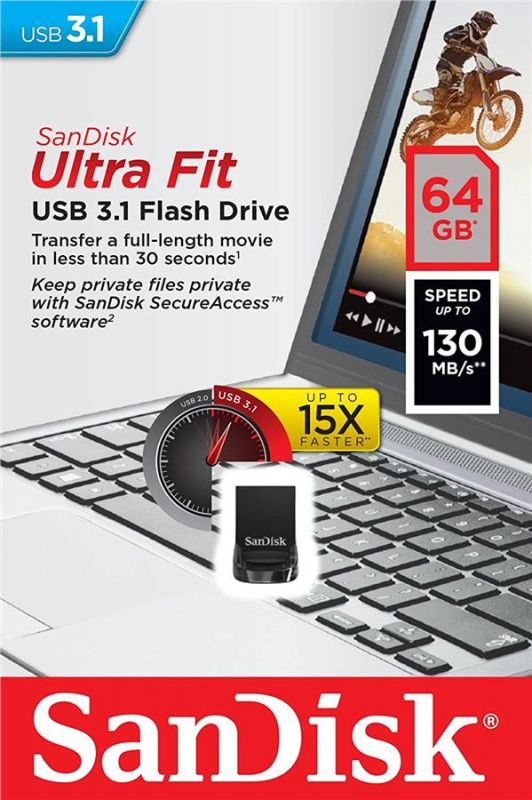 Накопичувач SanDisk   64GB USB 3.1 Ultra Fit