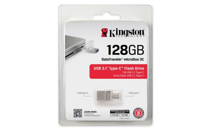 Накопичувач Kingston  128GB USB 3.1+Type-C DT Micro Metal Silver