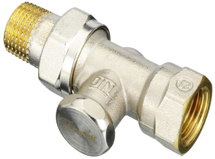 Клапан запірний Danfoss RLV-S, DN 15, вх. 1/2" - вих. 1/2", прямий, нікель