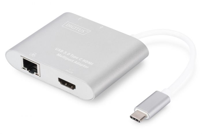 Адаптер Digitus USB Type-C USB 3.0 Multiport adapter 4K HDMI, 2xUSB 3.0, Gigabit Ethernet