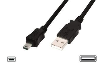 Кабель USB 2.0 (AM/miniB 5pin) DIGITUS 1.0м Black/Чорний, bulk