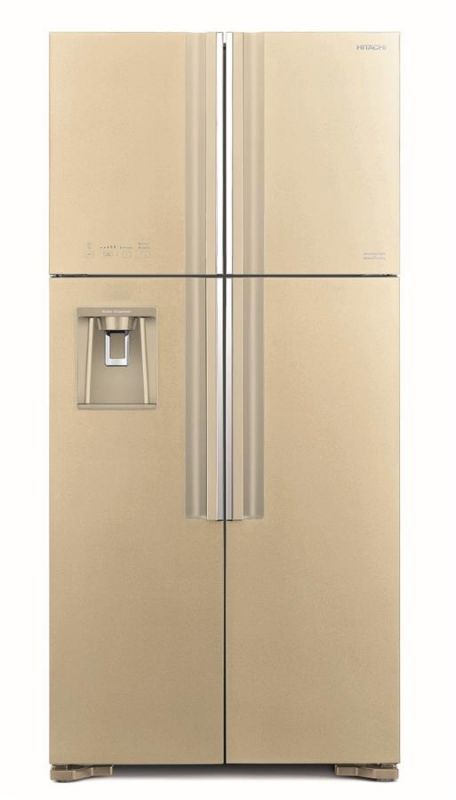 Холодильник з верхньою мороз. HITACHI R-W660PUC7GBE, 184х75х86см, 4 дв., Х- 396л, М- 144л, A+, NF, Інвертор, Чорне скло