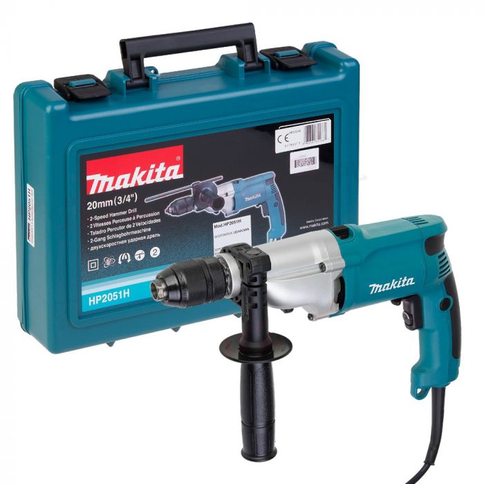 Дриль ударний Makita HP2051H, 720Вт, 13мм, 0-1200/2900 об/хв, 2.5 кг