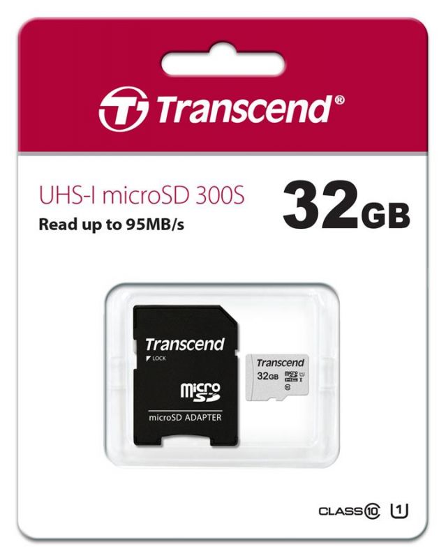 Карта пам'яті Transcend microSD  32GB C10 UHS-I R95/W20MB/s + SD