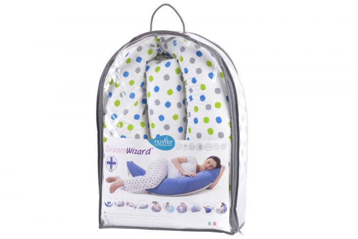 Подушка для вагітних і для годування Nuvita 10 в 1 DreamWizard Біла з крапками NV7100Dots