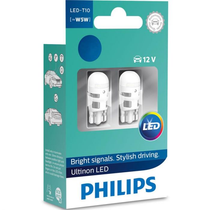 Лампа автомобільна світлодіодна Philips W5W Ultinon 4000K 12V, 2шт/блістер