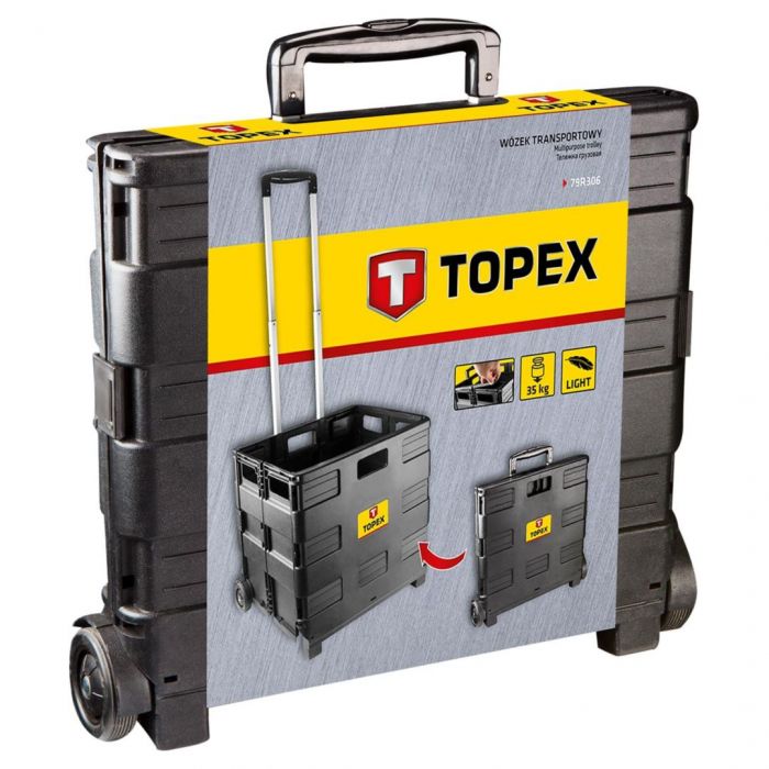 Візок універсальний складаний TOPEX, складаний ящик, телескопічна ручка, до 35 кг, 37x42 см, вага 2.8 кг