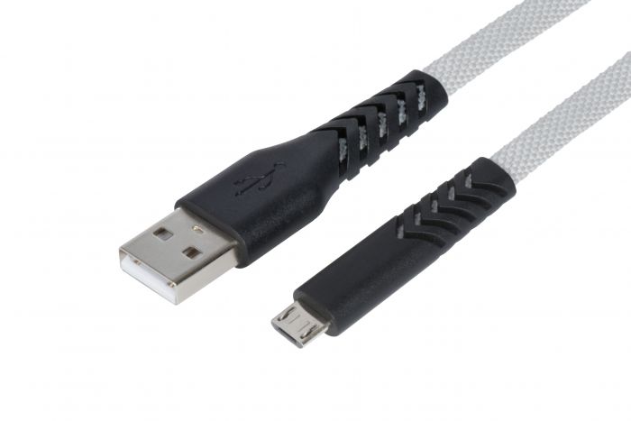 Кабель 2E USB 2.0 to Micro USB Flat fabric urban, grey, 1m