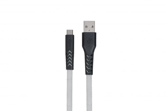 Кабель 2E USB 2.0 to Micro USB Flat fabric urban, grey, 1m