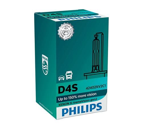 Лампа ксенонова Philips D4S X-tremeVision +150%, 4800K gen2, 1шт/картон