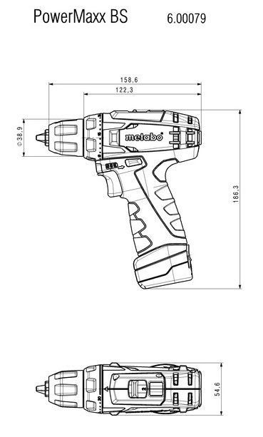 Шуруповерт-дриль Metabo PowerMaxx BS акумуляторний 10.8V, 2x2Aг, сумка