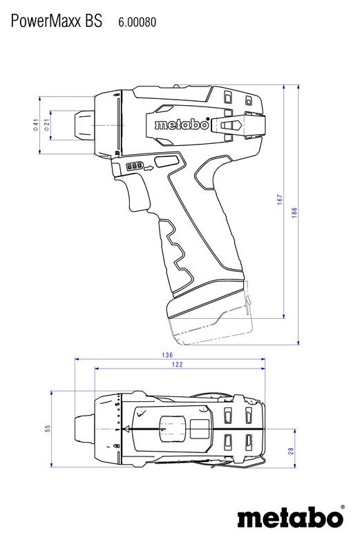 Шуруповерт-дриль Metabo PowerMaxx BS Basic акумуляторний, 10.8 В, 2х2.0Аг, кейс