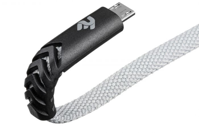 Кабель 2E USB 2.0 to Micro USB Flat fabric urban, grey, 1m