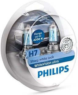 Лампа галогена Philips H7 WhiteVision Ultra +60%, 4200K, 2шт/блистер