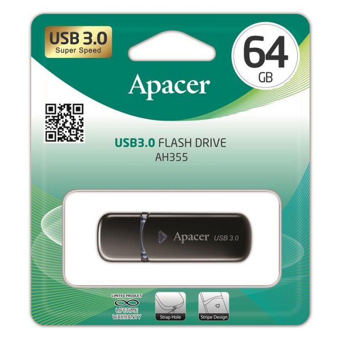 Накопичувач Apacer  64GB USB 3.1 AH355 Black