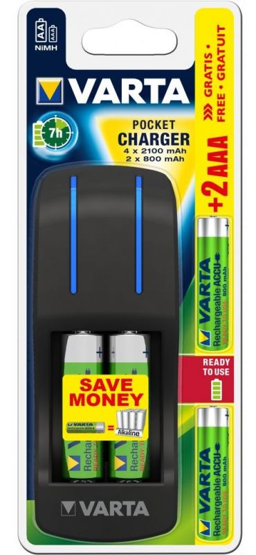 Зарядний пристрій VARTA Pocket Charger + 4AA 2100 mAh +2AAA 800 mAh NI-MH