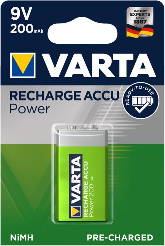 Акумулятор VARTA RECHARGEABLE ACCU 6F22 9V 200mAh BLI 1 NI-MH (READY 2 USE)