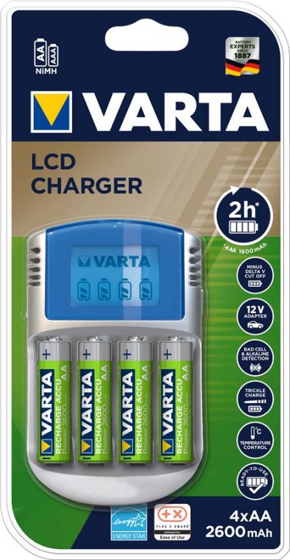 Зарядний пристрій VARTA LCD CHARGER+4xAA 2500 mAh