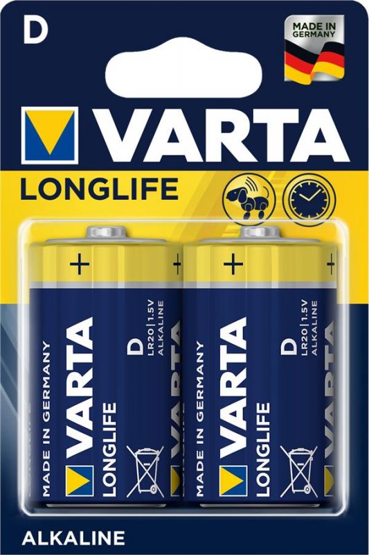 Батарейка VARTA LONGLIFE D BLI 2 ALKALINE