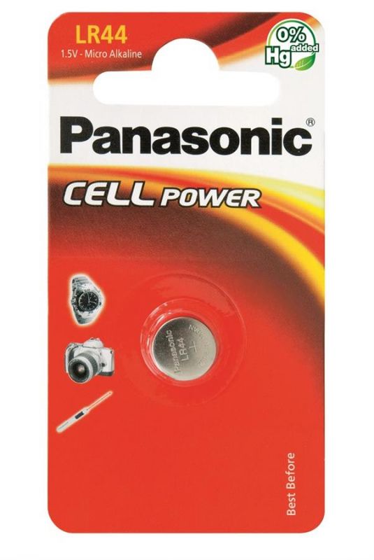 Батарейка Panasonic лужна LR44(A76, AG13, G13A, PX76, GP76A, RW82) блістер, 1 шт.