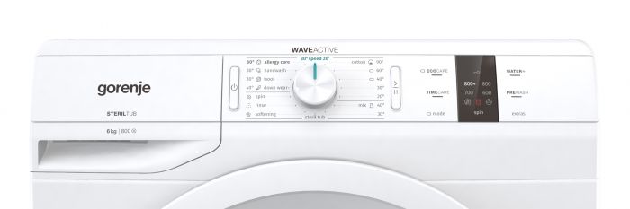 Пральна машина з баком Gorenje WP6YS2/R, 6кг, 800, A++, глибина 43см, Дисплей, Білий