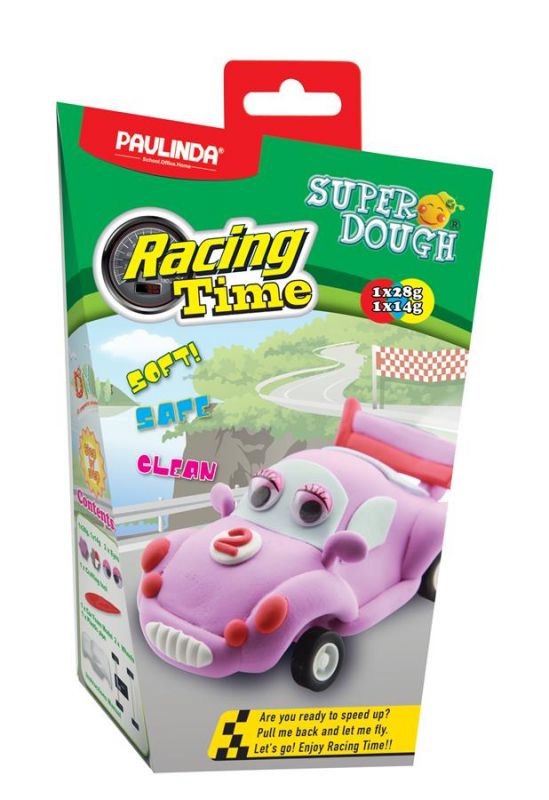 Маса для ліплення Paulinda Super Dough Racing time Машинка рожева інерційний механізм PL-081161-2