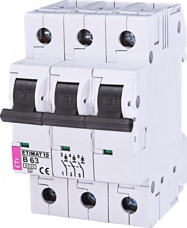 Автоматичний вимикач ETI ETIMAT 10 3p B 63А (6 kA)