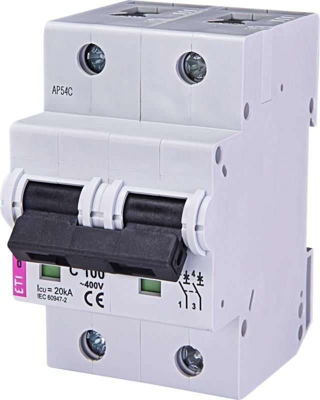 Автоматичний вимикач ETI ETIMAT 10 2р C 100А (15 kA)