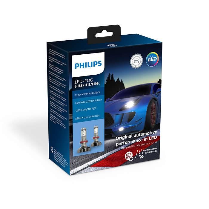 Лампа светодиодная Philips H8/H11/H16 X-treme Ultinon Led +250%, 2 шт/комплект