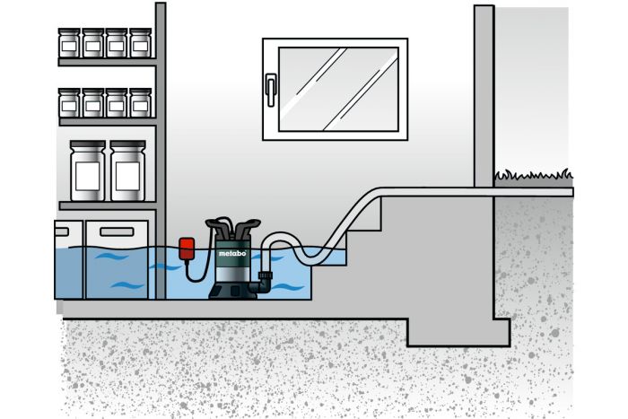 Насос дренажний Metabo TP 6600 для чистої води, 250 Вт, 6.6 куб/год, висота подачі 6м, занурення до 5м.