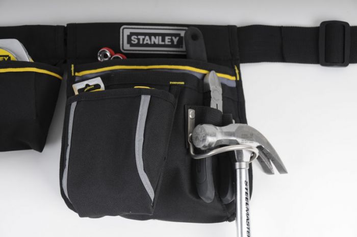 Пояс для інструменту Stanley, кишеня, міцна зносостійка тканина, металевий тримач для молотка, 60x25.5x7.5см