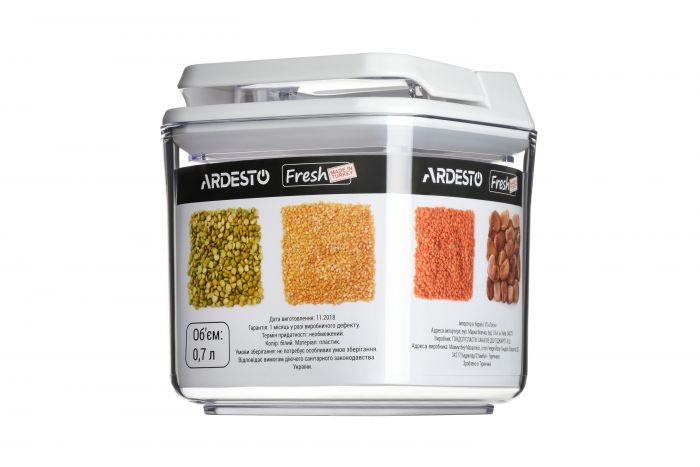 Контейнер для сипучих Ardesto Fresh  0.7 л,білий, пластик