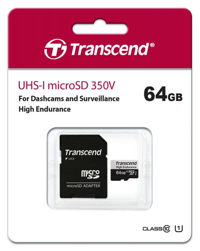 Карта пам'яті Transcend microSD  64GB C10 UHS-I U1 High Endurance (85TB)